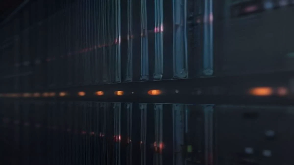 A wall of horizontal LED indicators on networking hardware photographed close up in soft overcast daylight