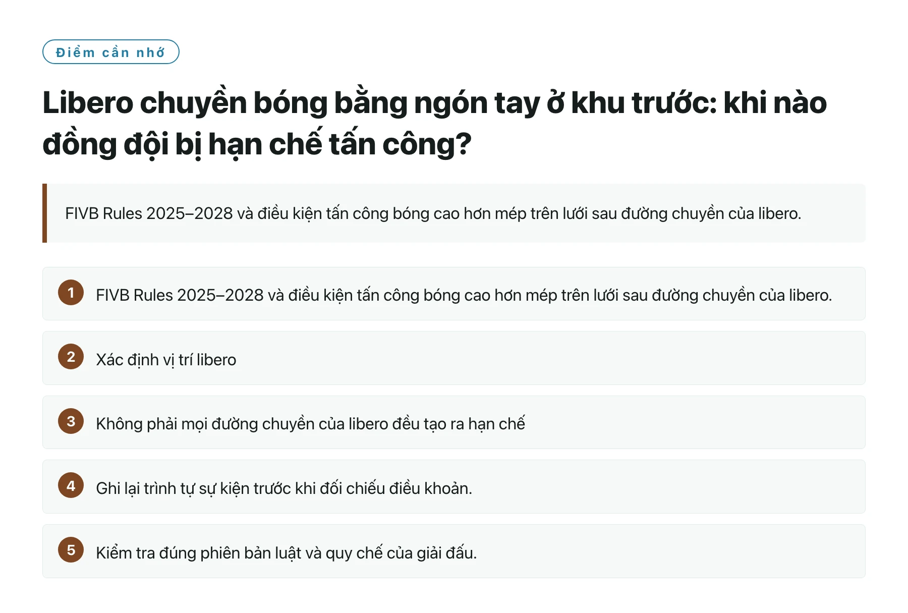 Libero chuyền bóng bằng ngón tay ở khu trước: khi nào đồng đội bị hạn chế tấn công?——全文要点速览